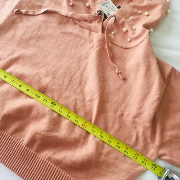 NWT ZARA knit hooded pearl pink sweatshirt top L - Picture 6 of 8